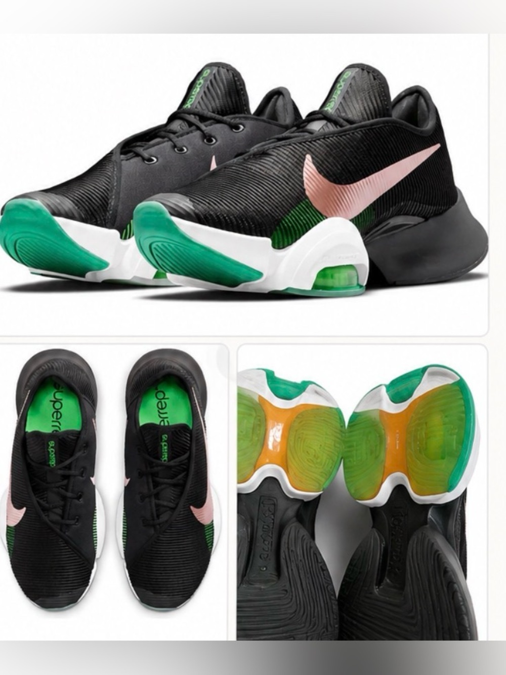 Nike SuperRep Go Training Shoes 10 Black/Pink Green gym Y2K sporty workout - Picture 5 of 11